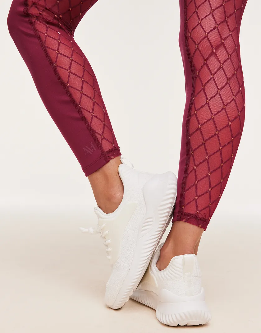 Lotus Novelty Mesh Legging Dark Red activewear bundle Model 4