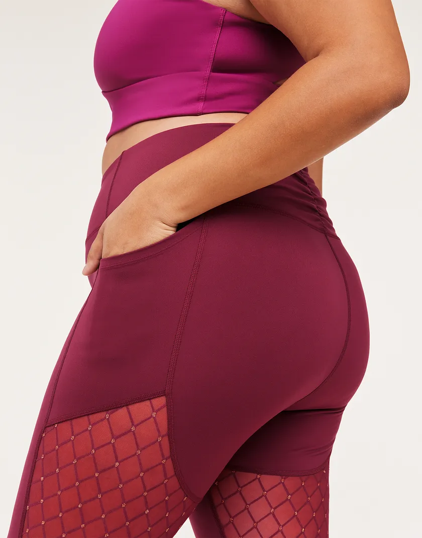 Lotus Novelty Mesh Legging Dark Red Plus activewear bundle Model 5