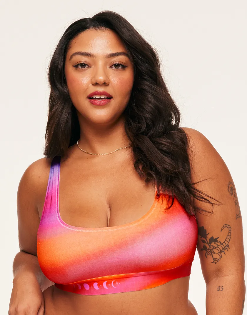 Adore Me x Sanctuary Bralette Tie Dye Orange Plus Unlined bra bundle Model 2