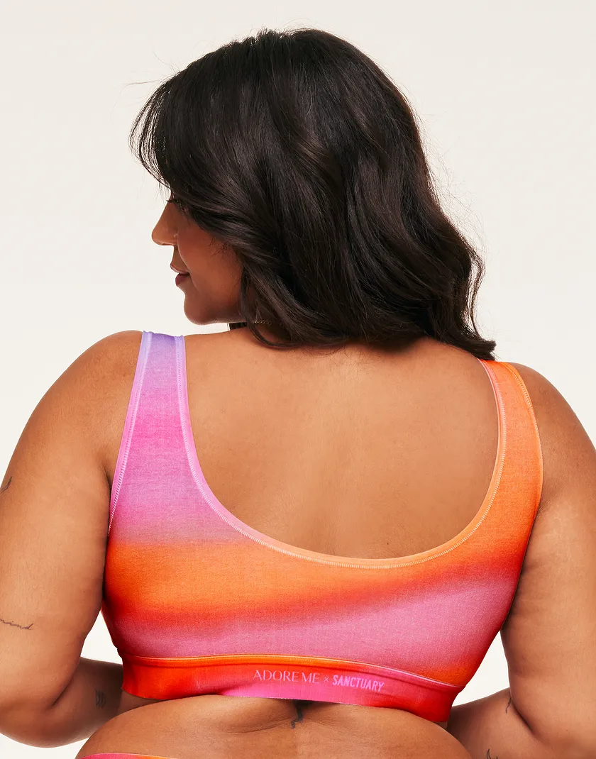 Adore Me x Sanctuary Bralette Tie Dye Orange Plus Unlined bra bundle Model 5