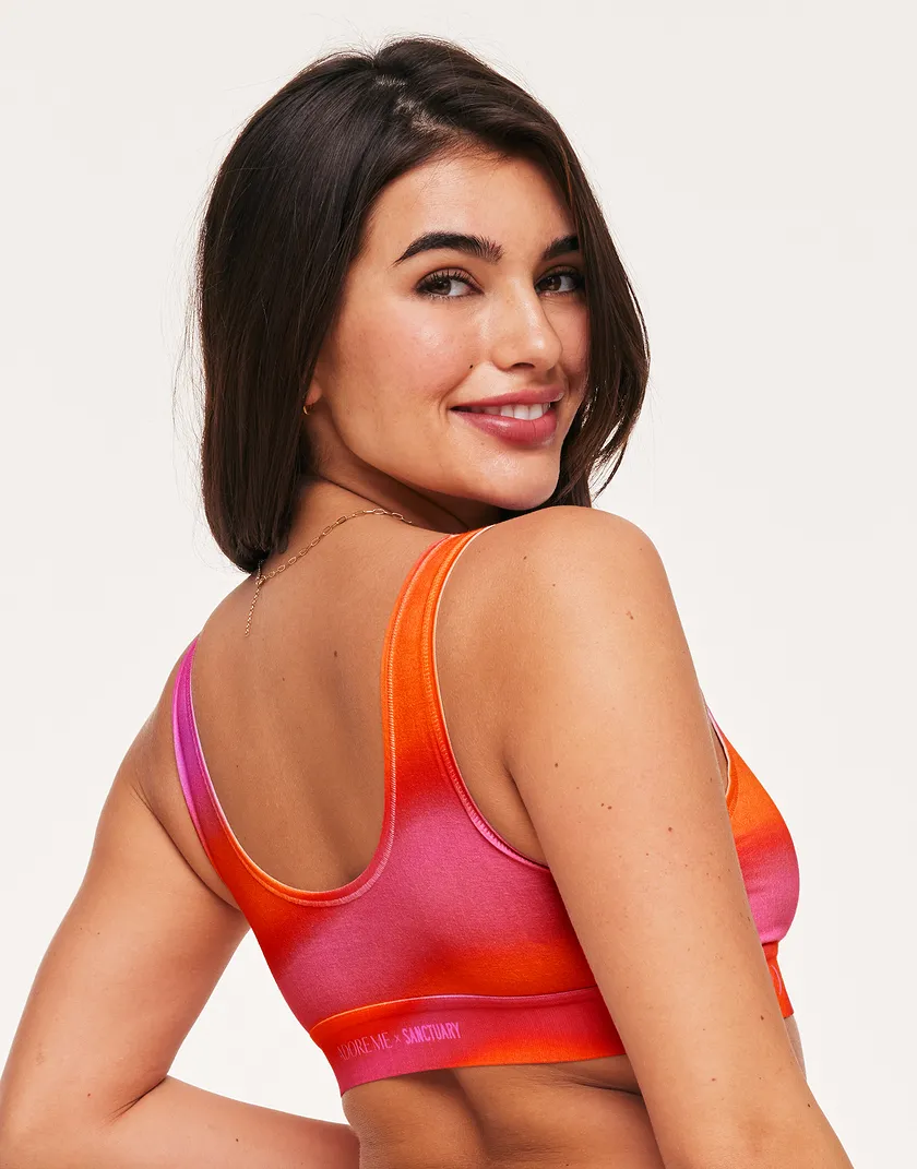 Adore Me x Sanctuary Bralette Tie Dye Orange Unlined bra bundle Model 4