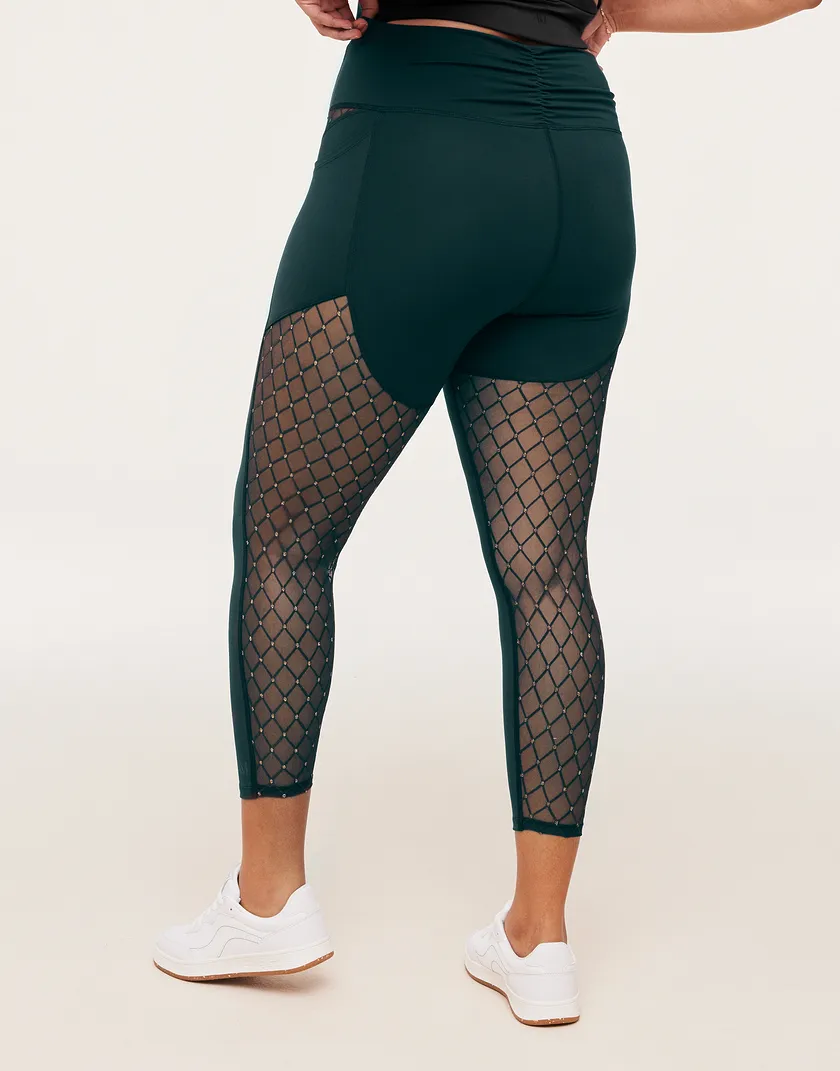 Lotus Novelty Mesh Legging Dark Green Plus activewear bundle Model 2