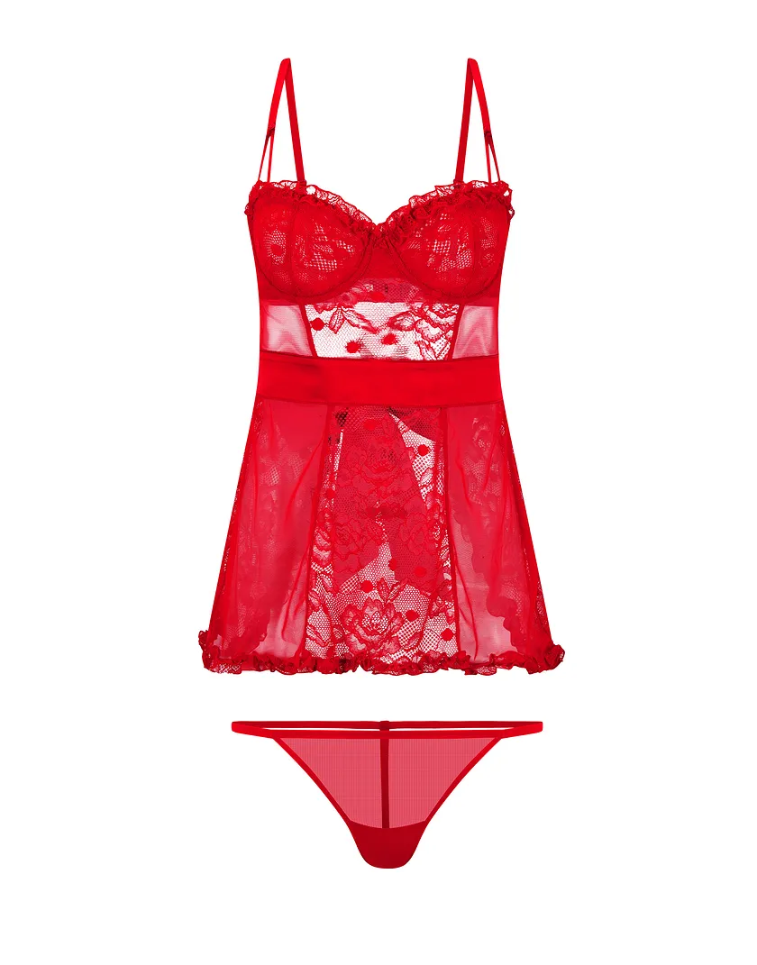 Etty Dark Red Unlined lingerie bundle Still 2