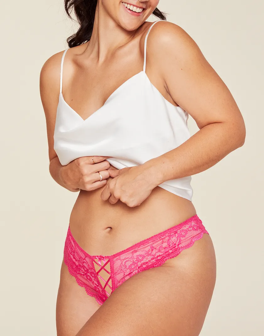 Sarina Crotchless Dark Pink Plus panty bundle Model 5