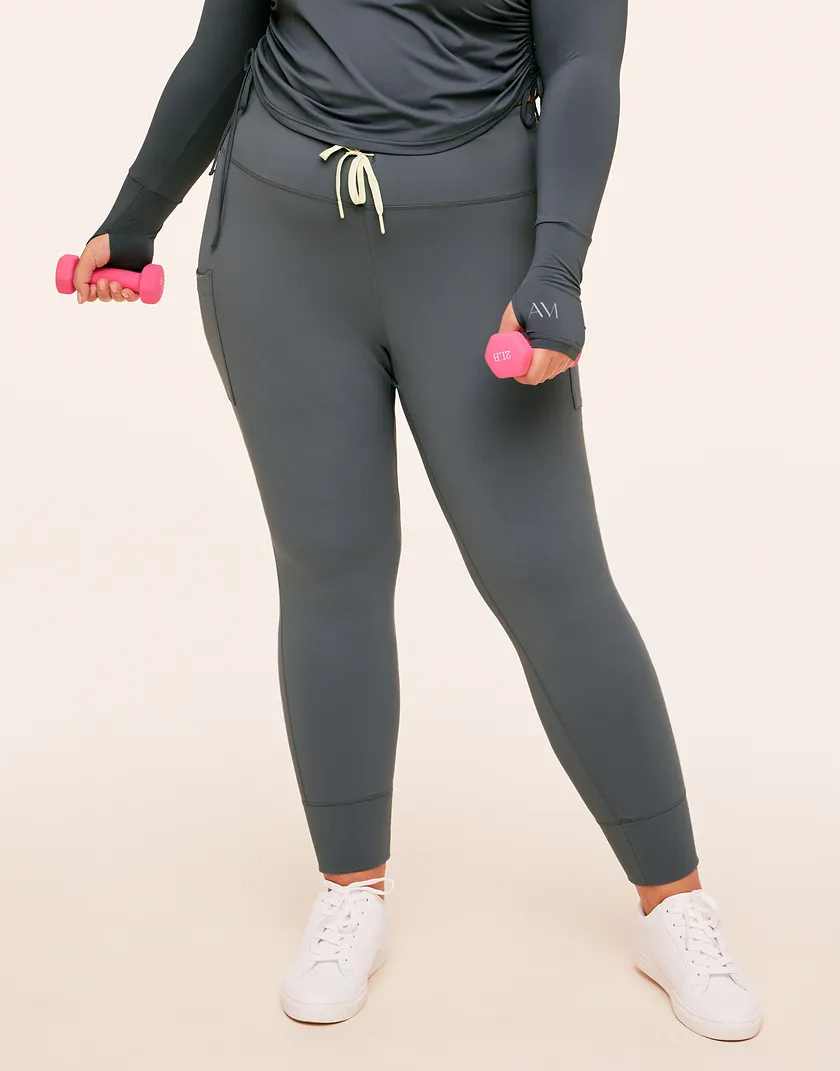Cora Cozy Slim Jogger Dark Gray Plus activewear bundle Model 2