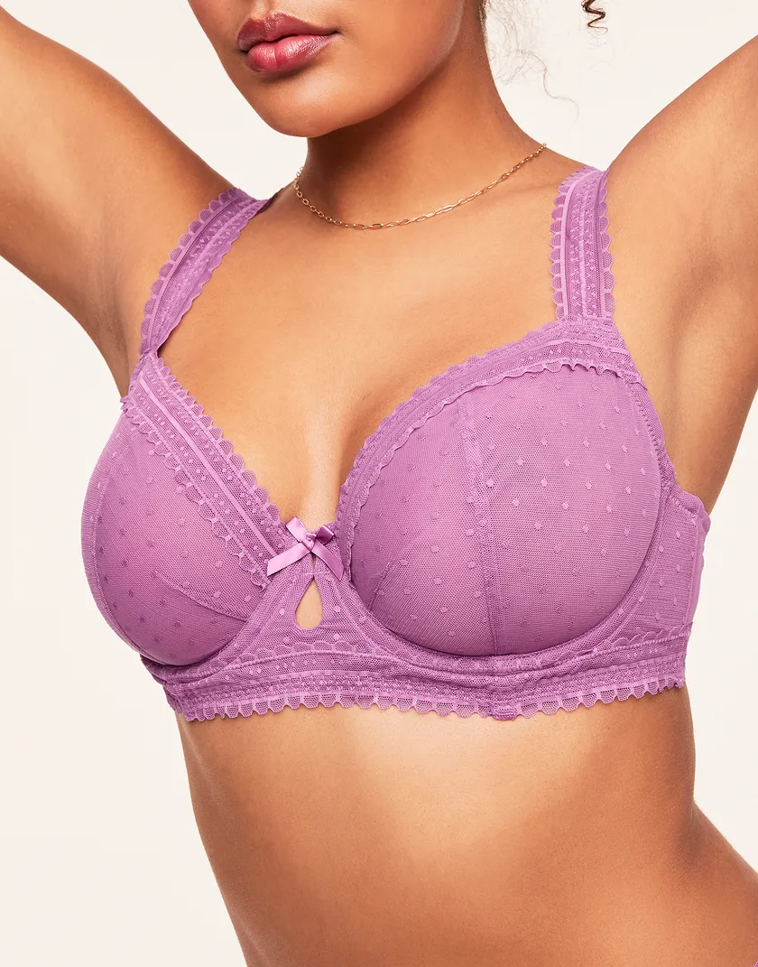 Cassandra Dark Purple Plus Unlined bra and panty bundle Model 1