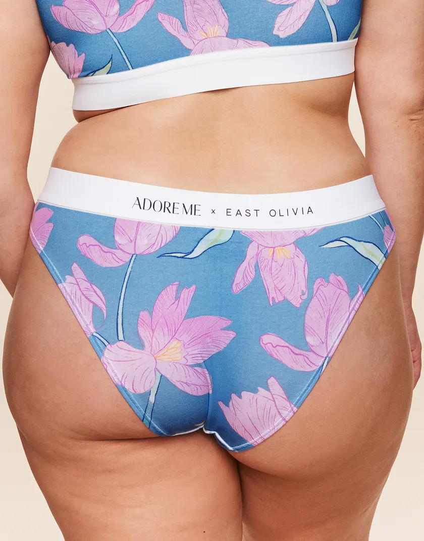 Adore Me x East Olivia Bikini Floral Blue Plus panty bundle Model 2