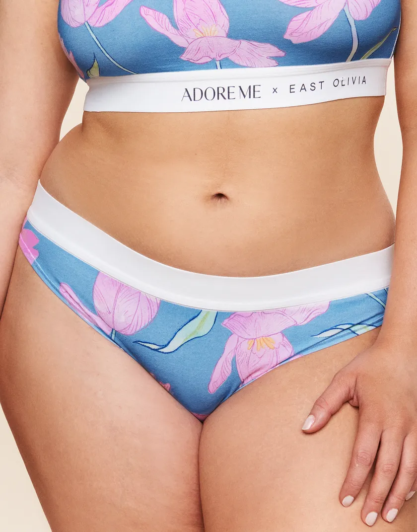 Adore Me x East Olivia Bikini Floral Blue Plus panty bundle Model 5