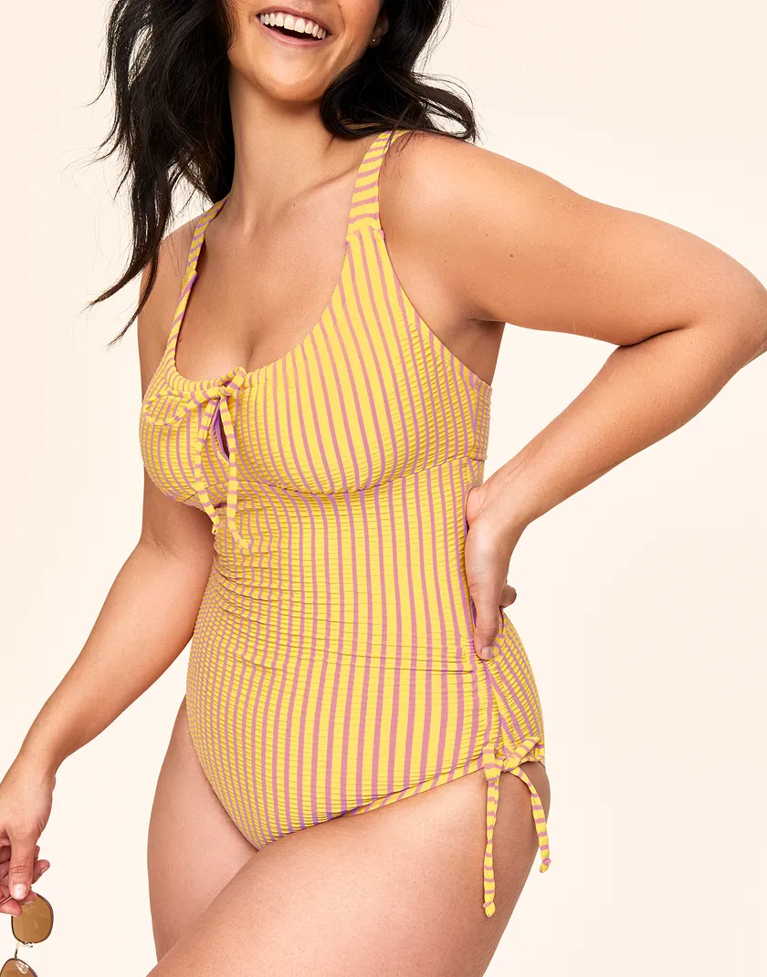 Natasha Stripe Yellow Plus Contour swimwear bundle Model 3