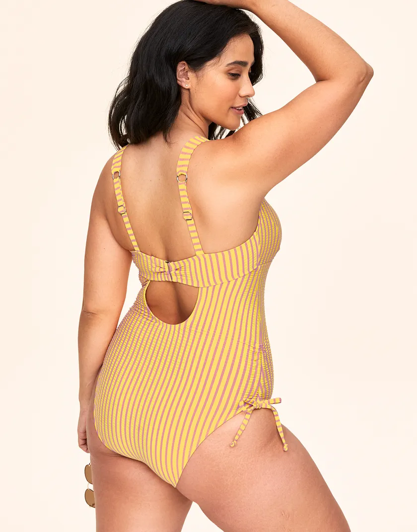 Natasha Stripe Yellow Plus Contour swimwear bundle Model 4