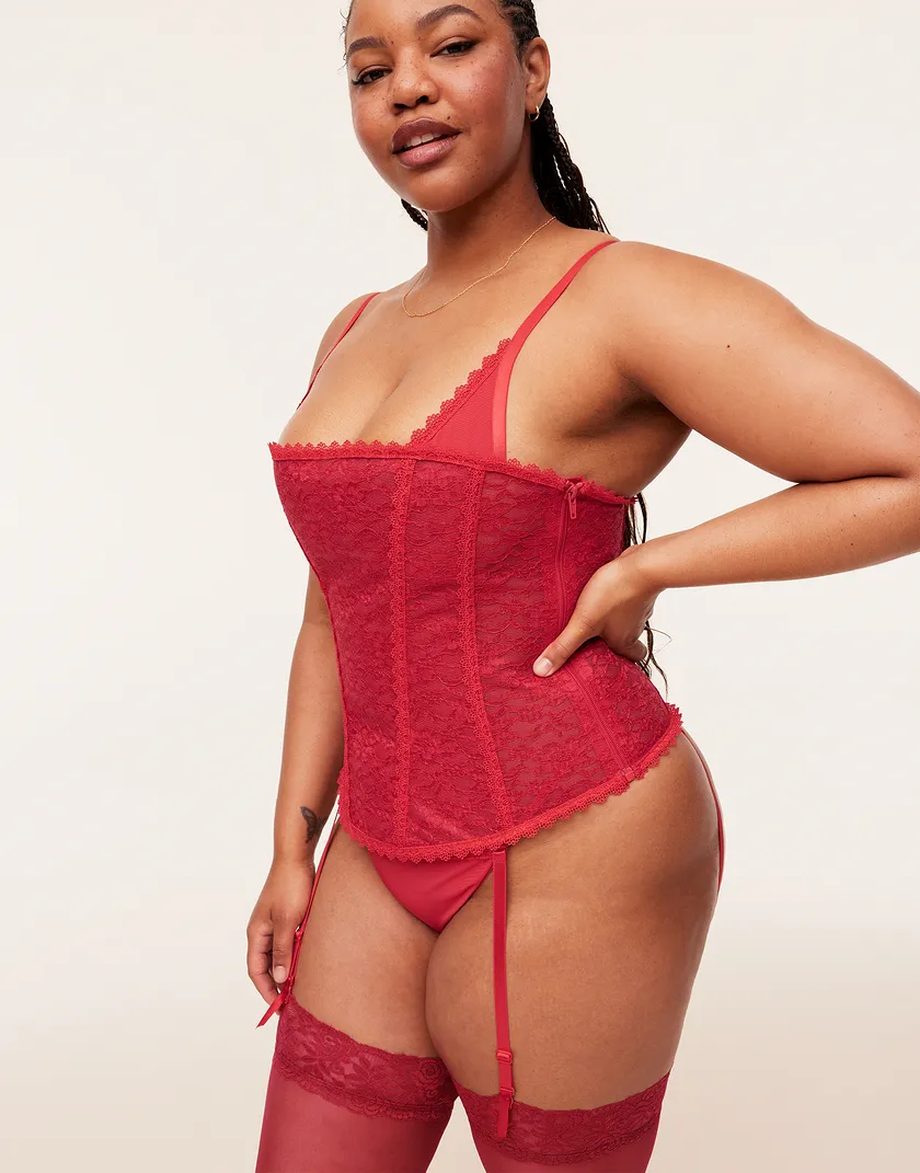 Vira Dark Red Plus corset bundle Model 4