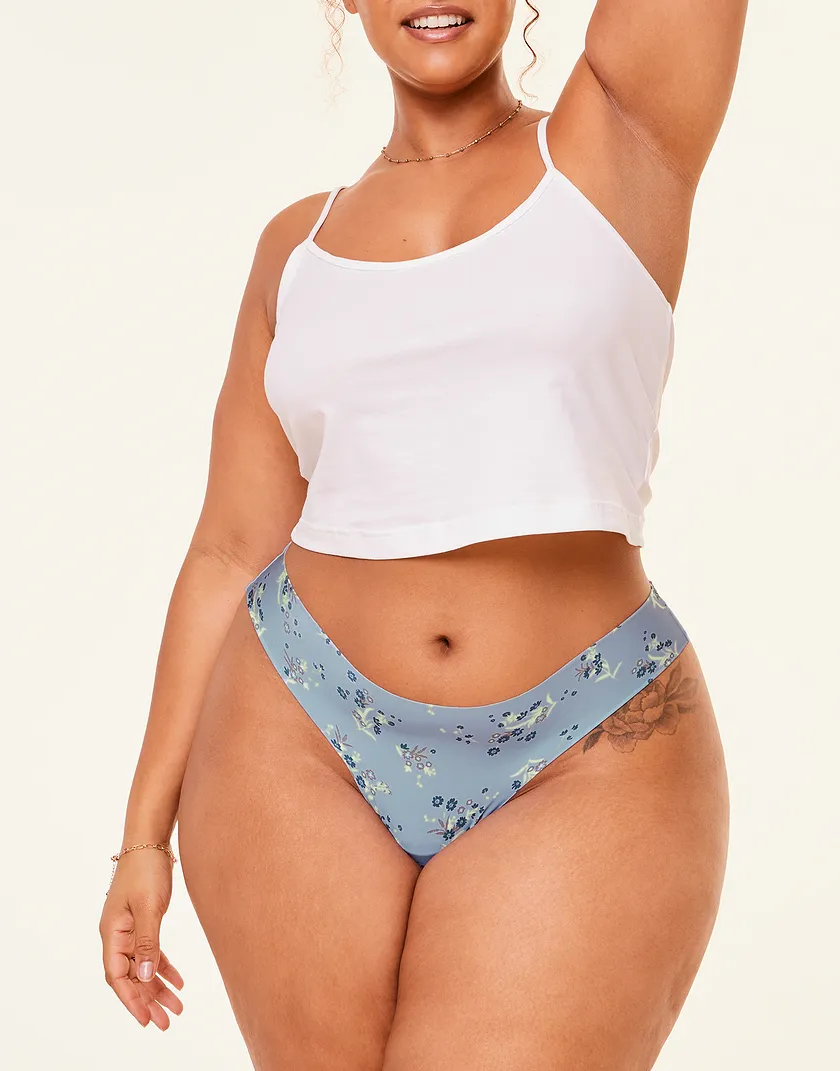 Annie Thong Floral Blue 2 Plus panty bundle Model 5