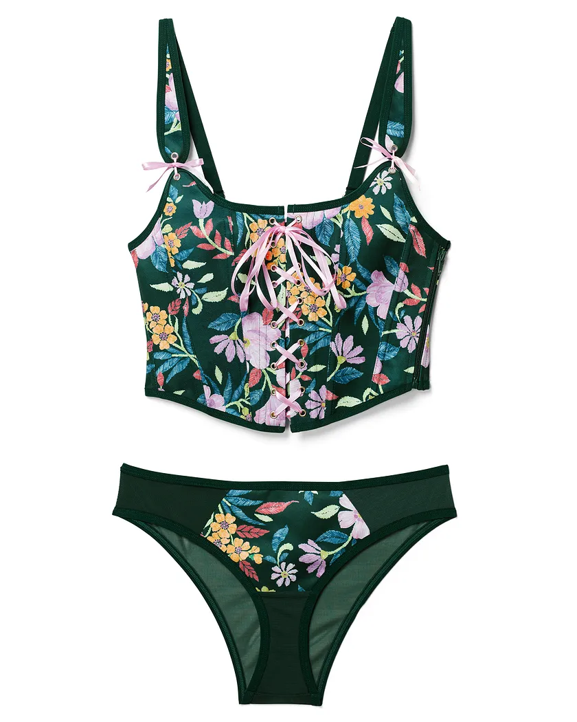 Alex Floral Green corset bundle Still 3