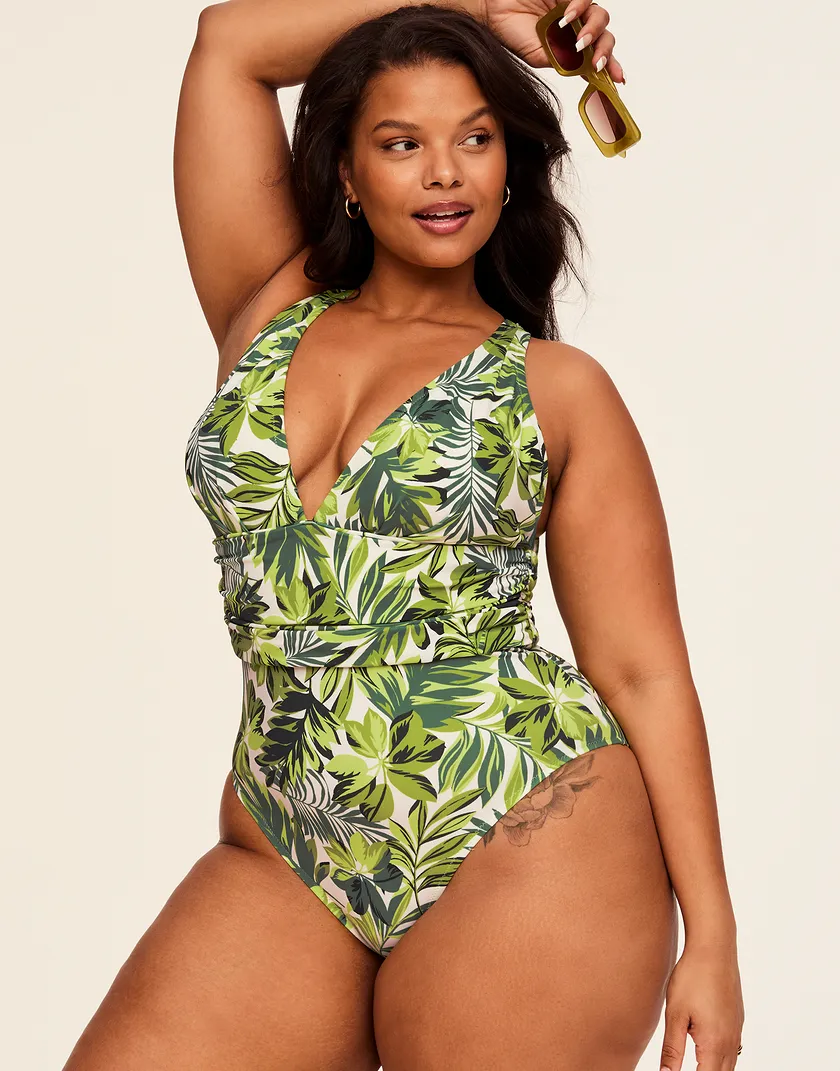 Monroe Tropical Green Plus Lightly Lined swimwear bundle Model 2