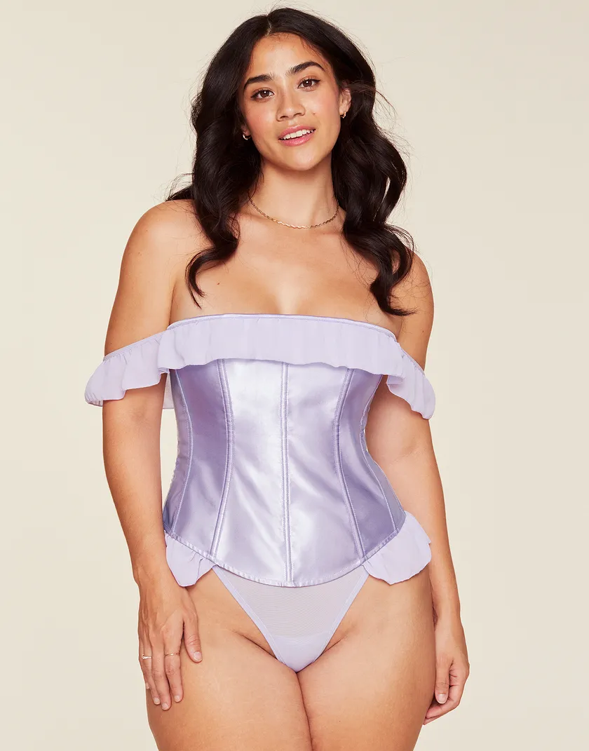 Beau Medium Purple Plus Unlined corset bundle Model 2