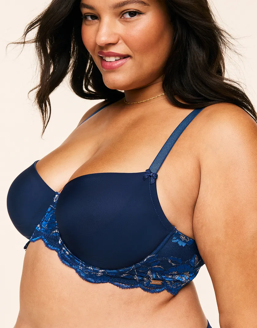 Missy Floral Blue 3 Plus Unlined bra bundle Model 1