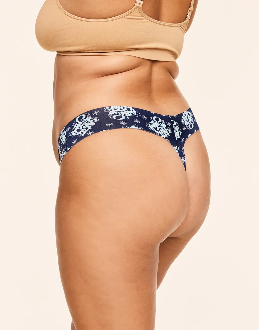 3-Pack Francine Invisible Thong Novelty Blue Plus panty pack Model 6