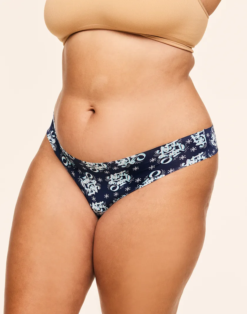 3-Pack Francine Invisible Thong Novelty Blue Plus panty pack Model 7