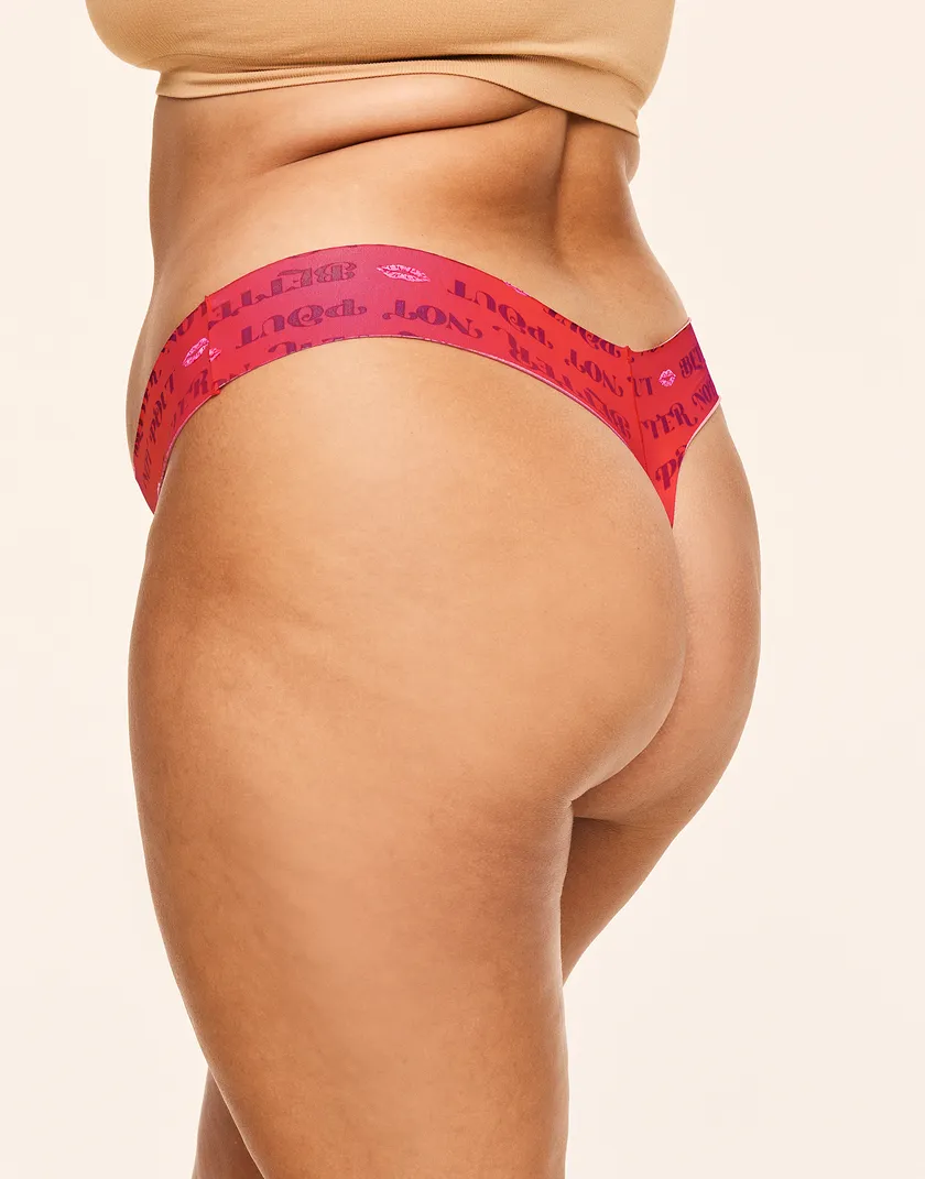 3-Pack Francine Invisible Thong Novelty Red Plus panty pack Model 9