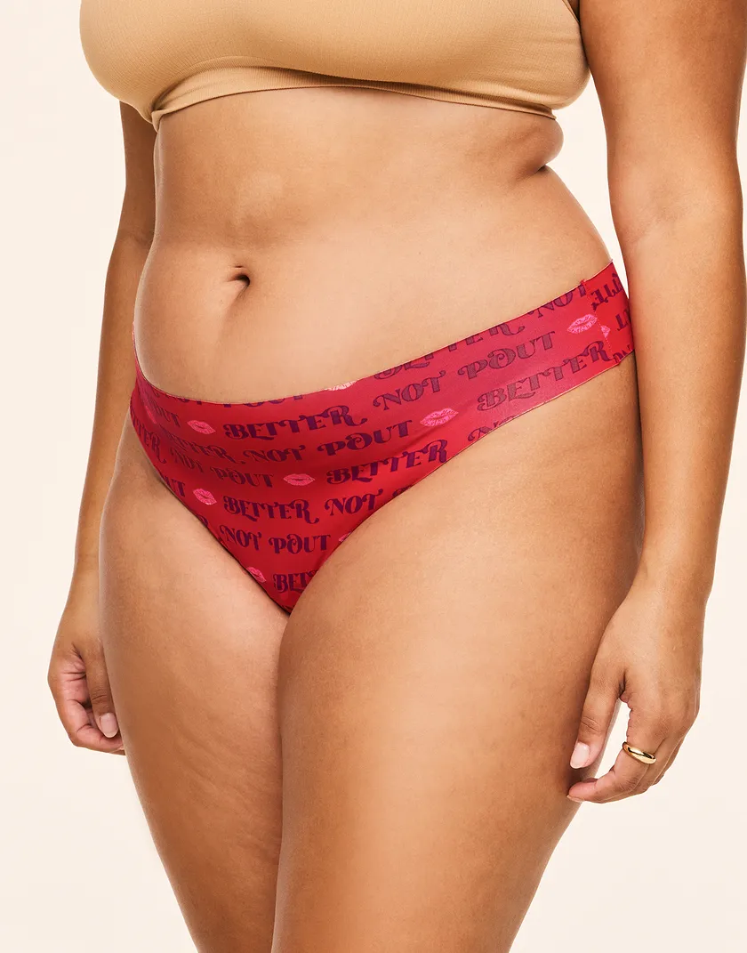 3-Pack Francine Invisible Thong Novelty Red Plus panty pack Model 10