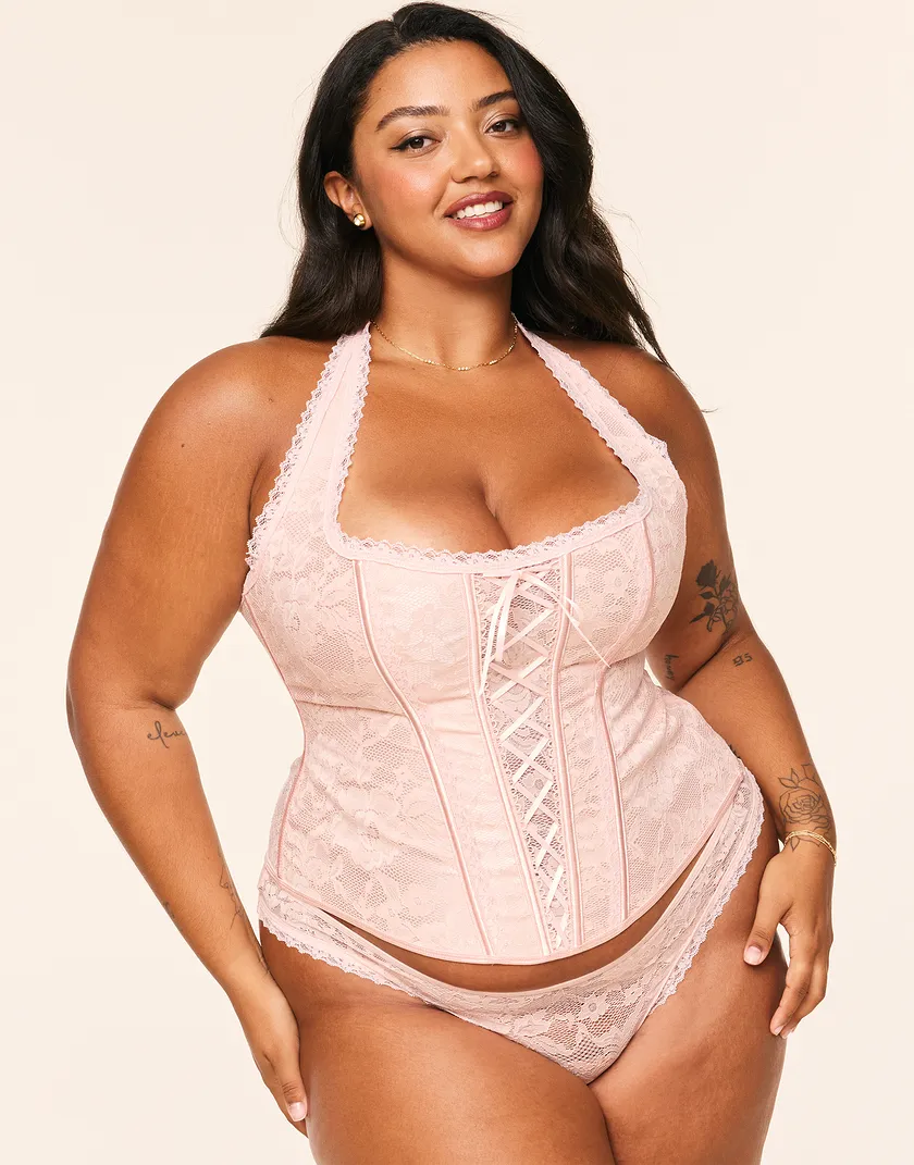 Haisley Light Pink Plus Unlined corset bundle Model 2