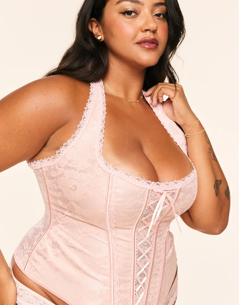 Haisley Light Pink Plus Unlined corset bundle Model 5