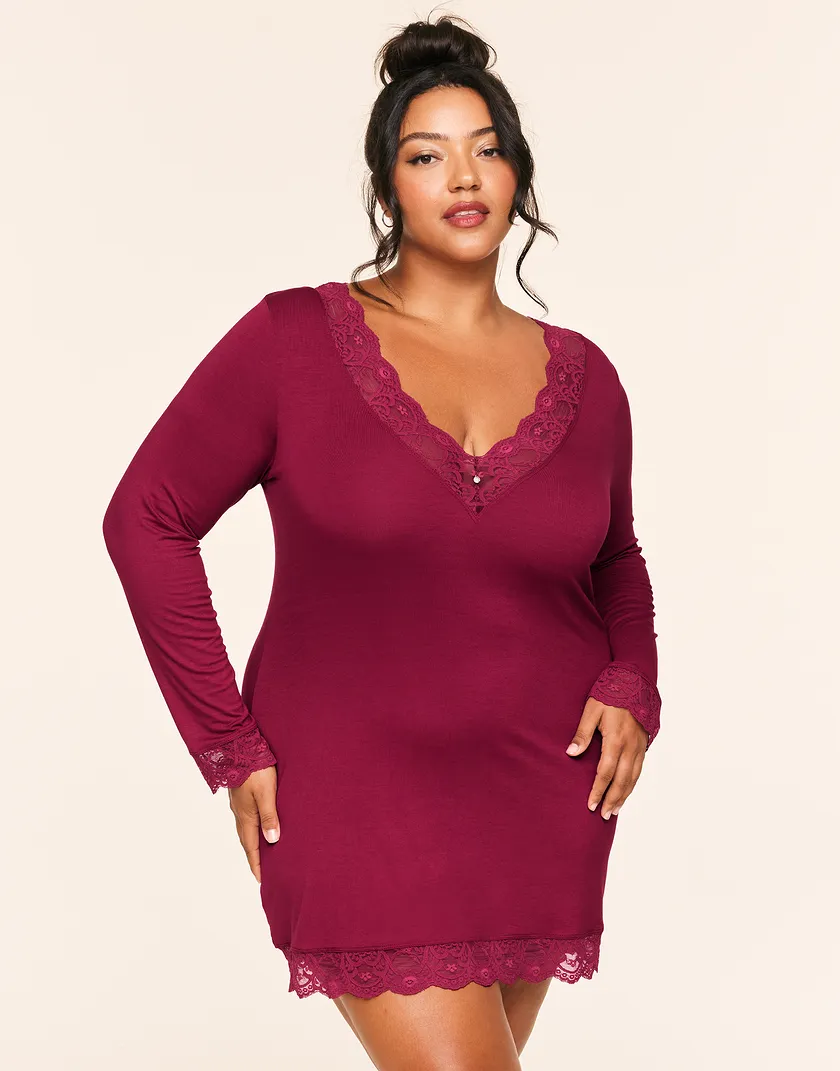 Hasina Dark Red Plus sleepwear bundle Model 2