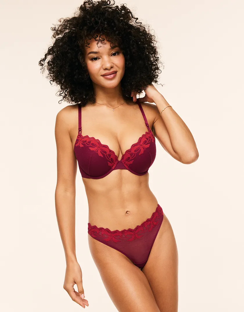 Audrina Dark Red 2 Push Up bra bundle Model 2