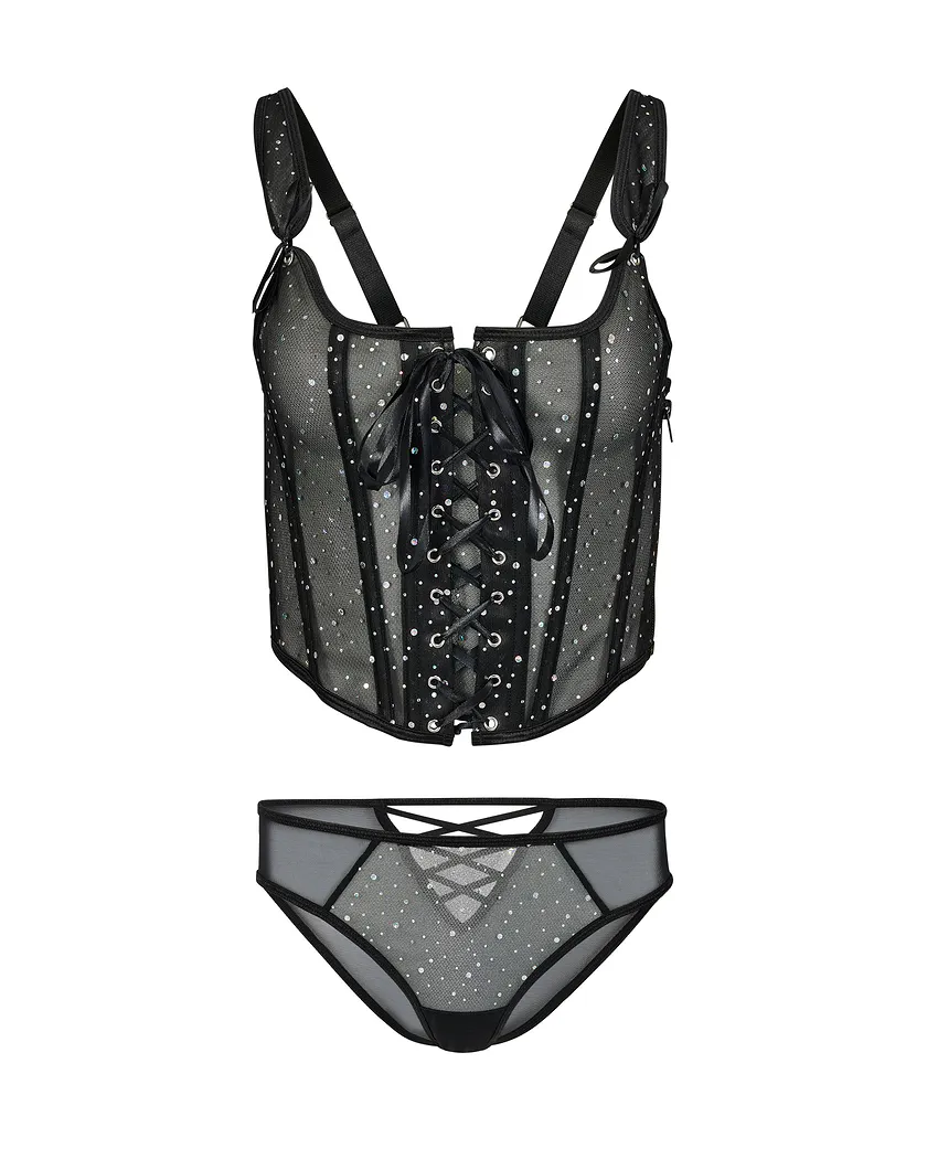 Diamond Black Unlined corset bundle Still 3