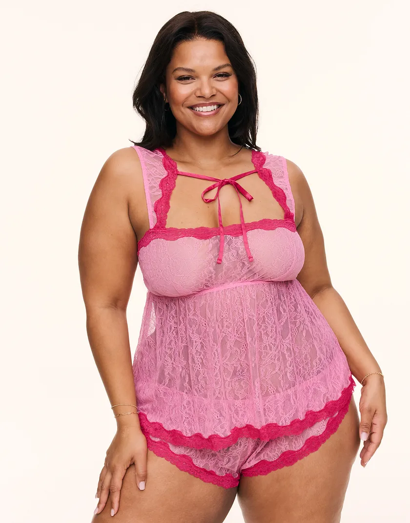 Ettie Medium Pink Plus lingerie bundle Model 2