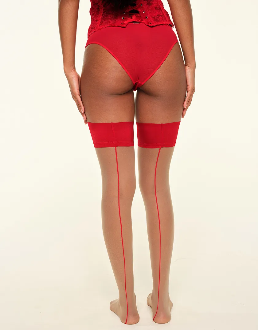Ingrid Dark Red legwear bundle Model 6