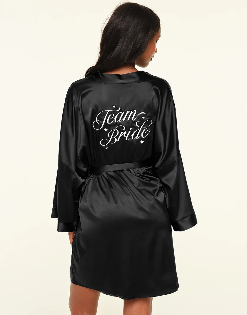 Team Bride Satin Robe Black sleepwear bundle Model 4