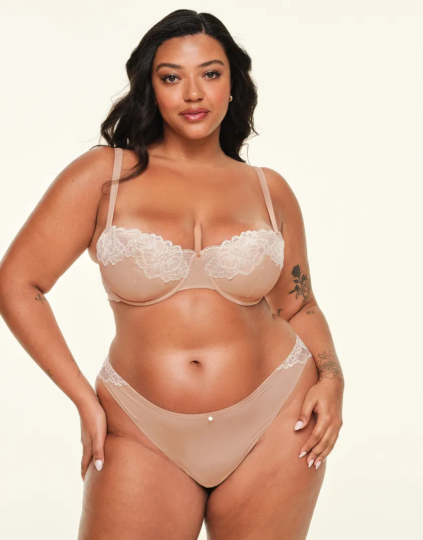 Mathilda Medium Beige Plus Lightly Lined bra and panty bundle Model 4