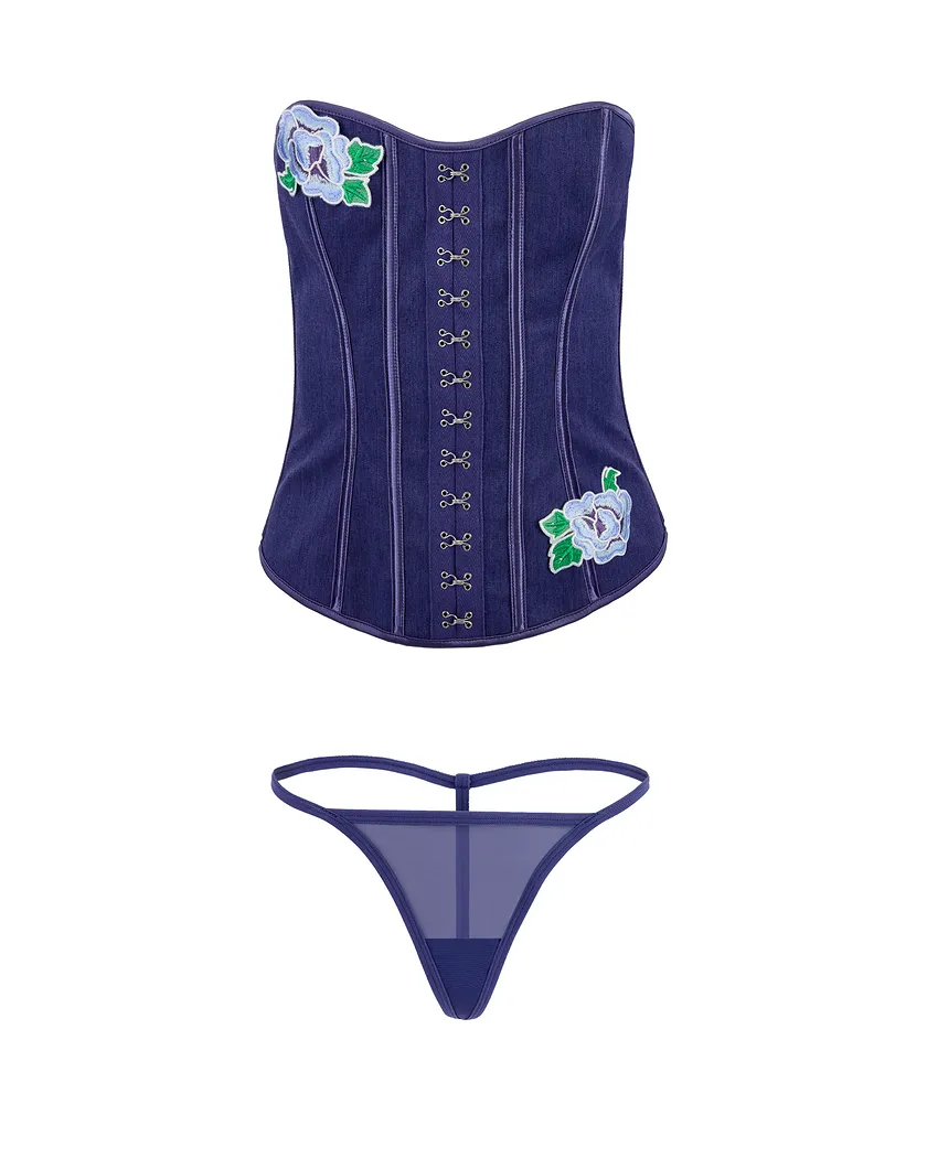 Constantina Dark Blue Unlined corset bundle Still 3