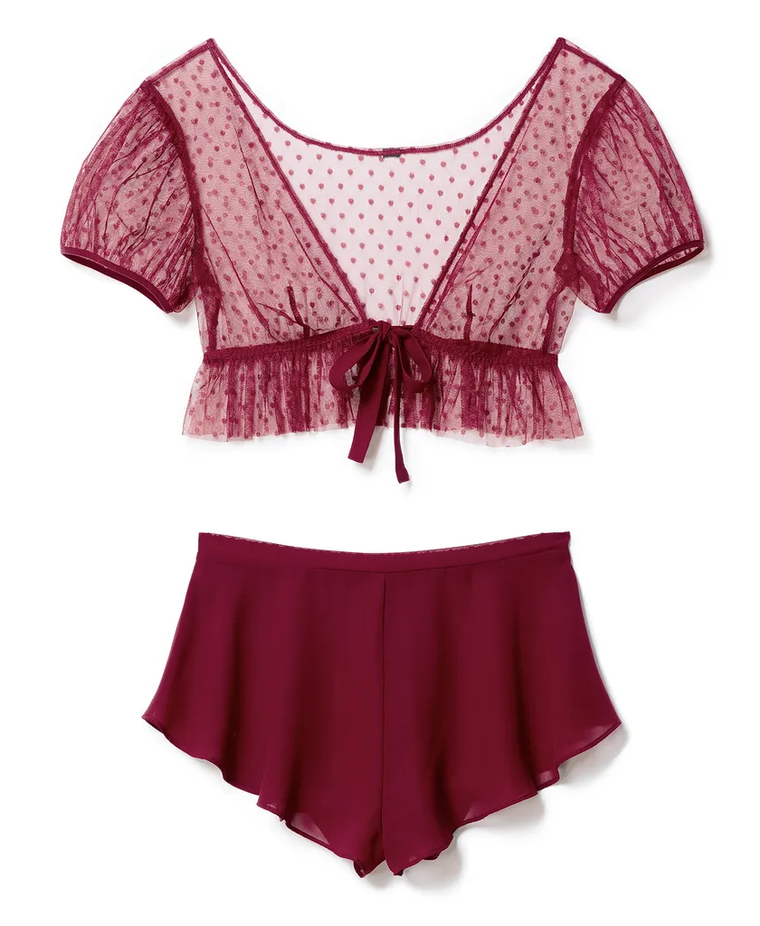 Lindy Dark Red lingerie bundle Still 2