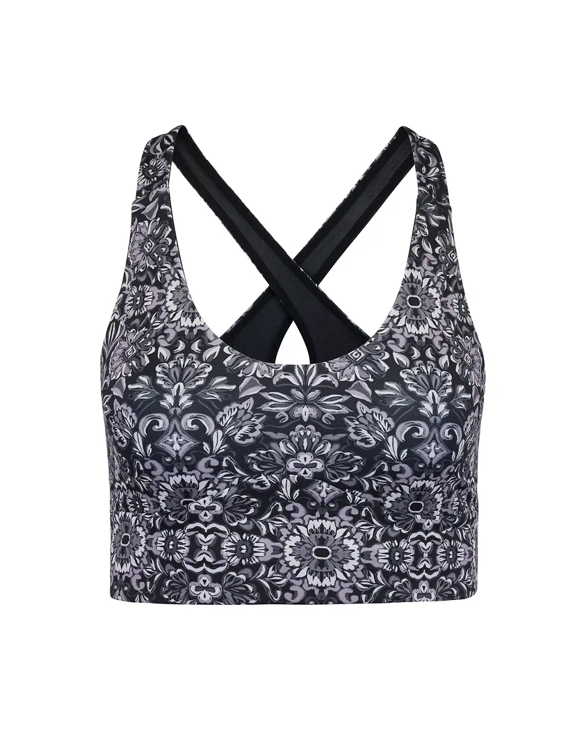 Lotus Crossover Bra Geo Black Lightly Lined activewear bundle Still 3