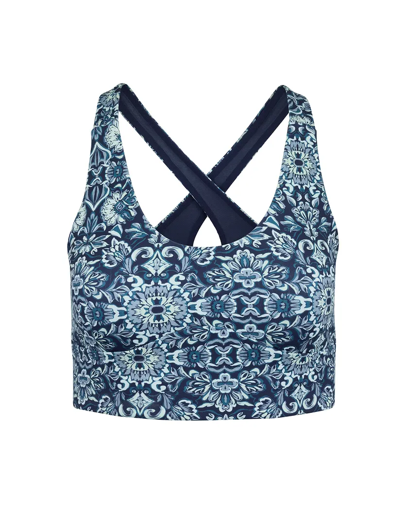 Lotus Crossover Bra Geo Blue Lightly Lined activewear bundle Still 3