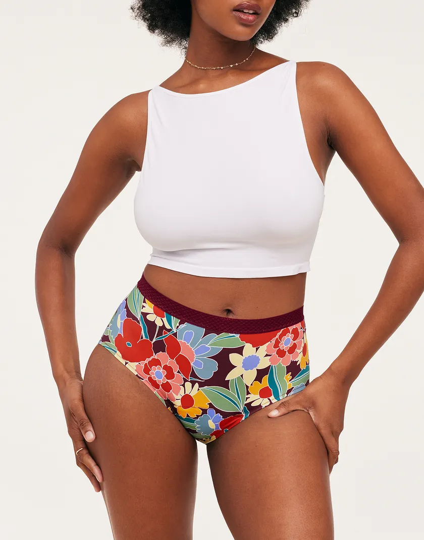 Jess High Waisted Floral Red Plus panty bundle Model 5
