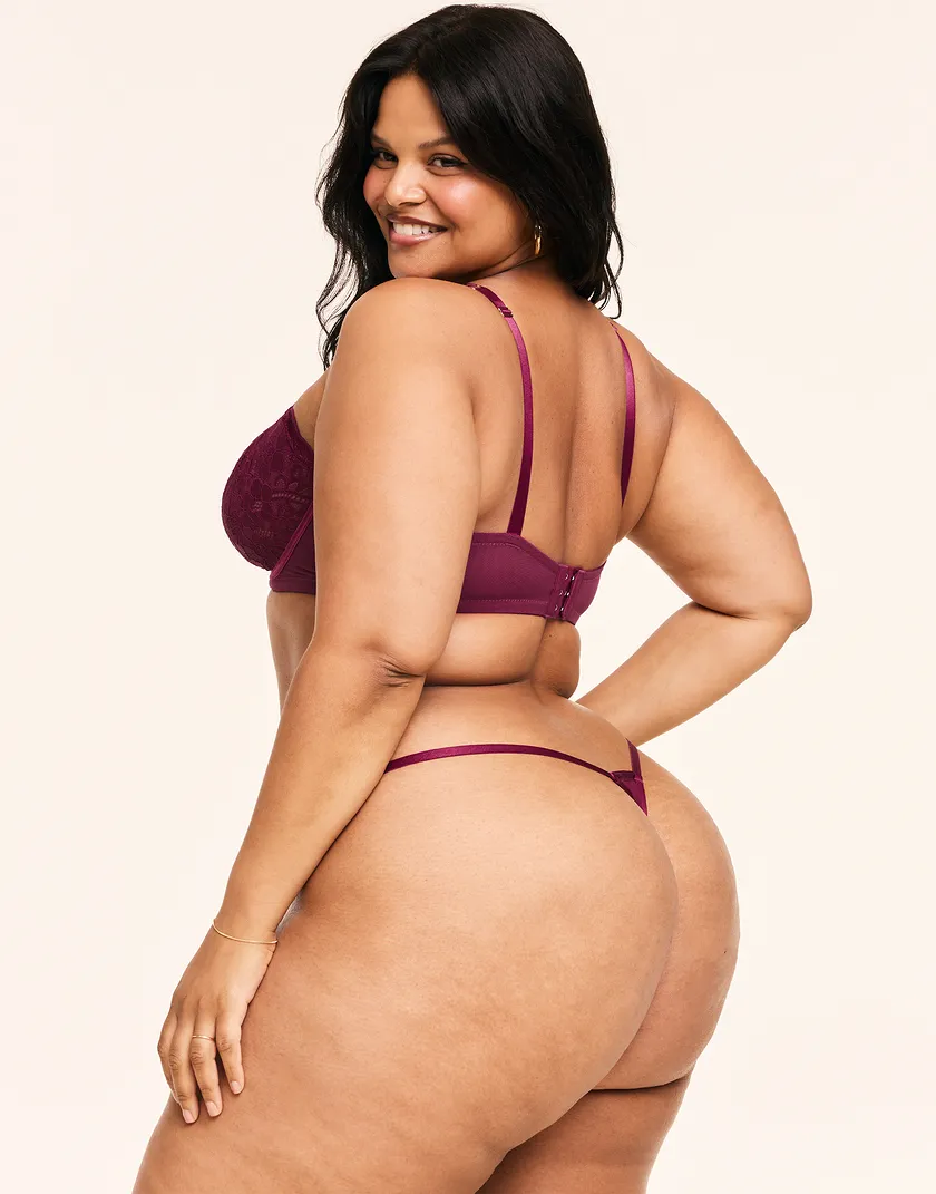Talulah Dark Red Plus Unlined bra and panty bundle Model 2