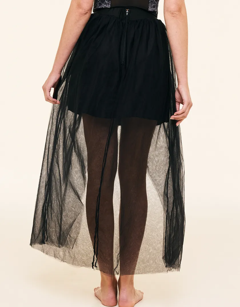 Long Tulle Tutu Skirt Black accessory bundle Model 4