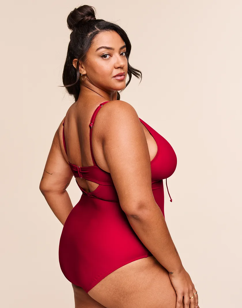 Evangeline Dark Red Plus Contour swimwear bundle Model 4