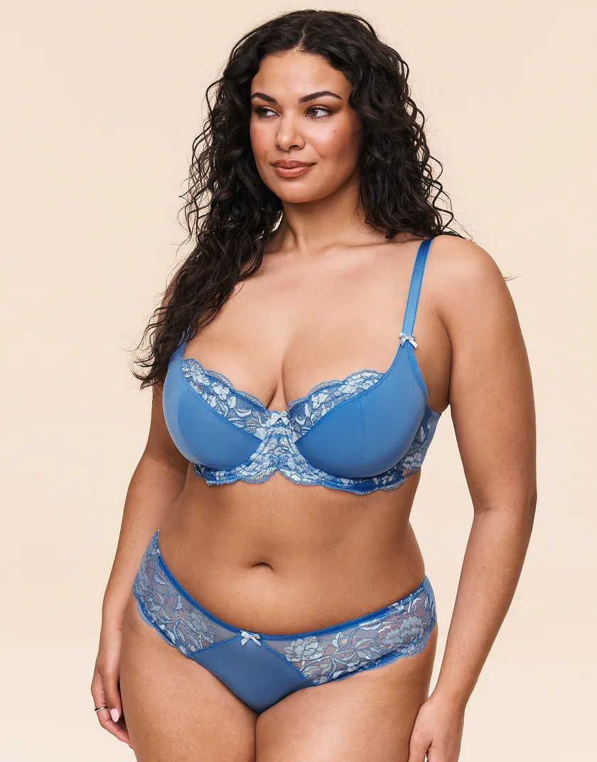 Vicky Floral Blue 3 Plus Unlined bra bundle Model 1