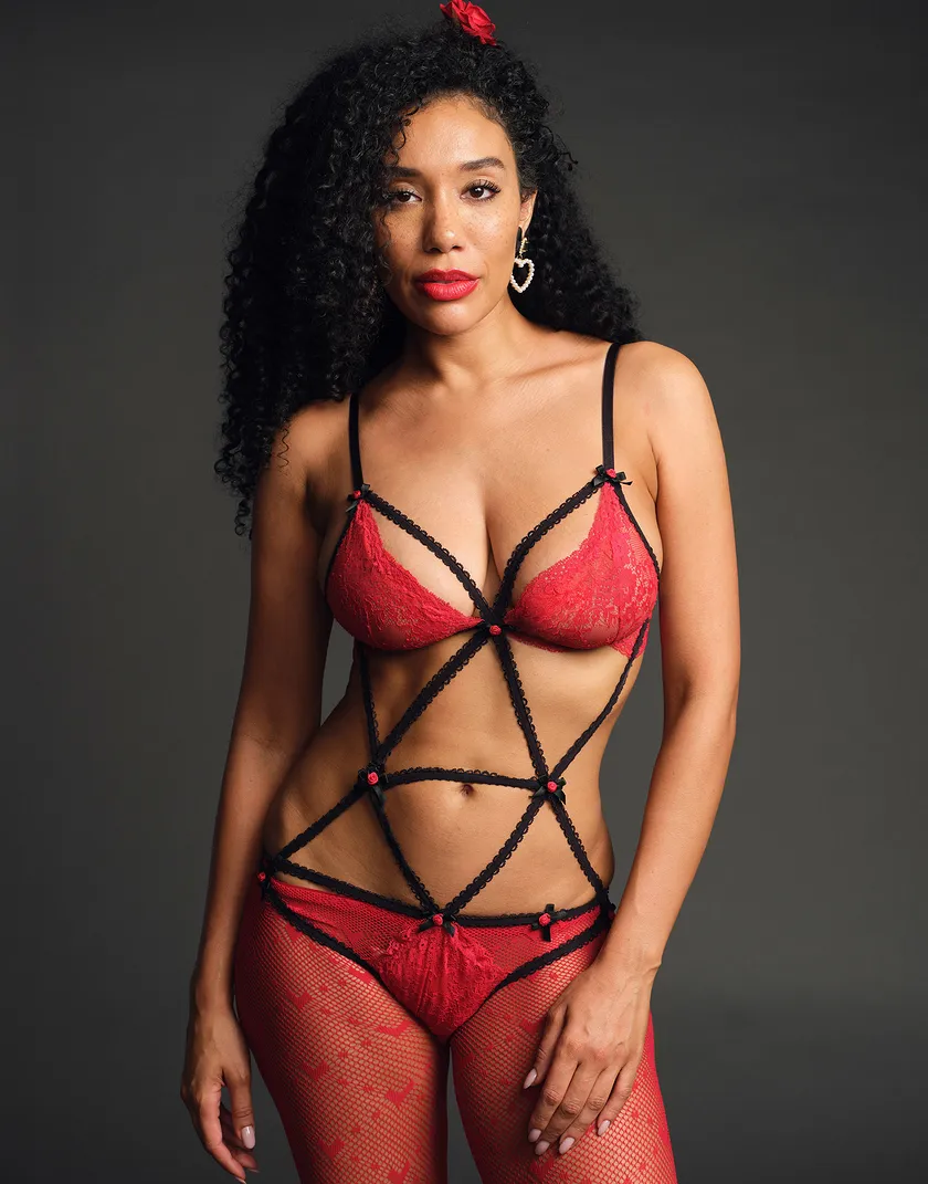 Aphrodite Dark Red Unlined lingerie bundle Model 6