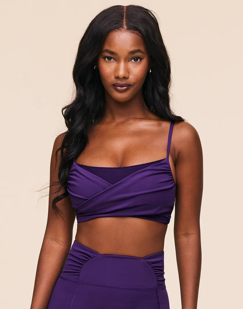 Nebula Ruched Sports Bra Dark Purple Contour activewear bundle Model 4