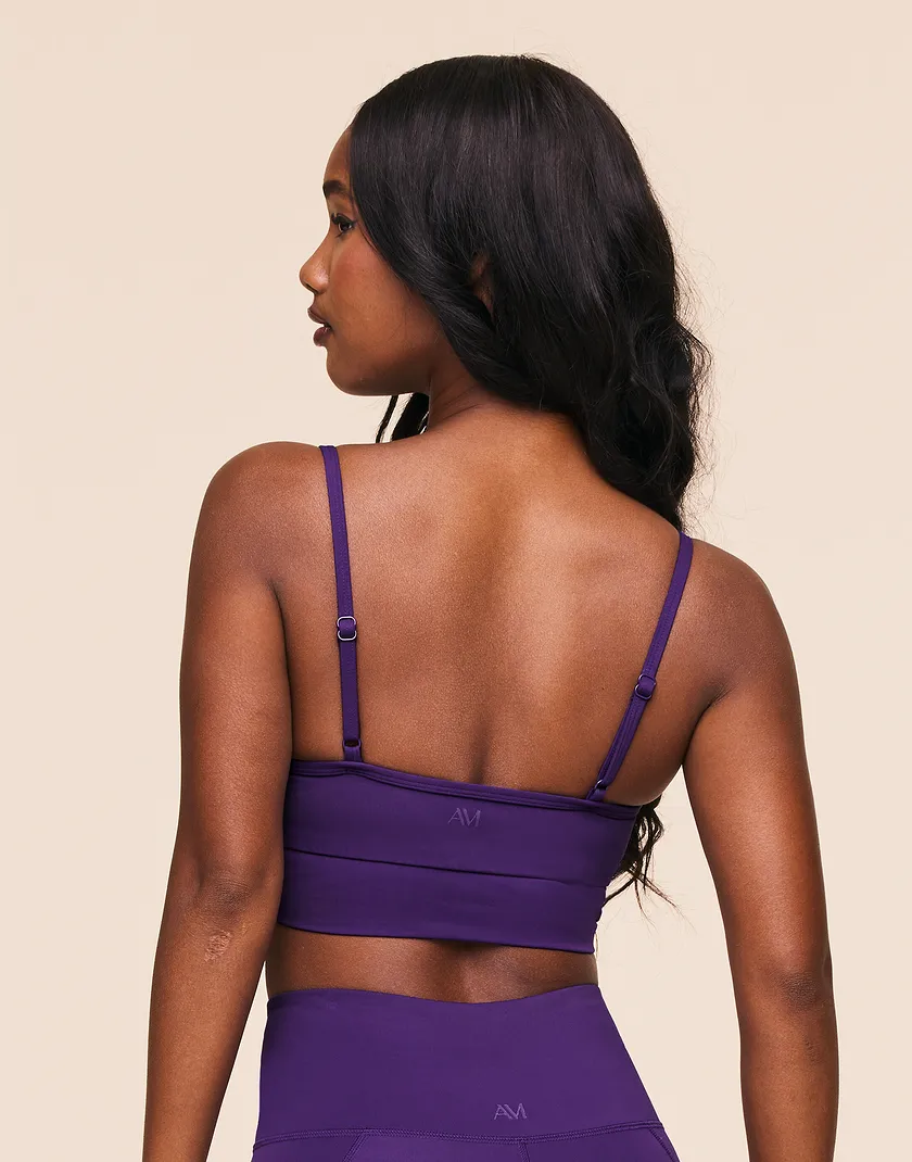 Nebula Ruched Sports Bra Dark Purple Contour activewear bundle Model 6