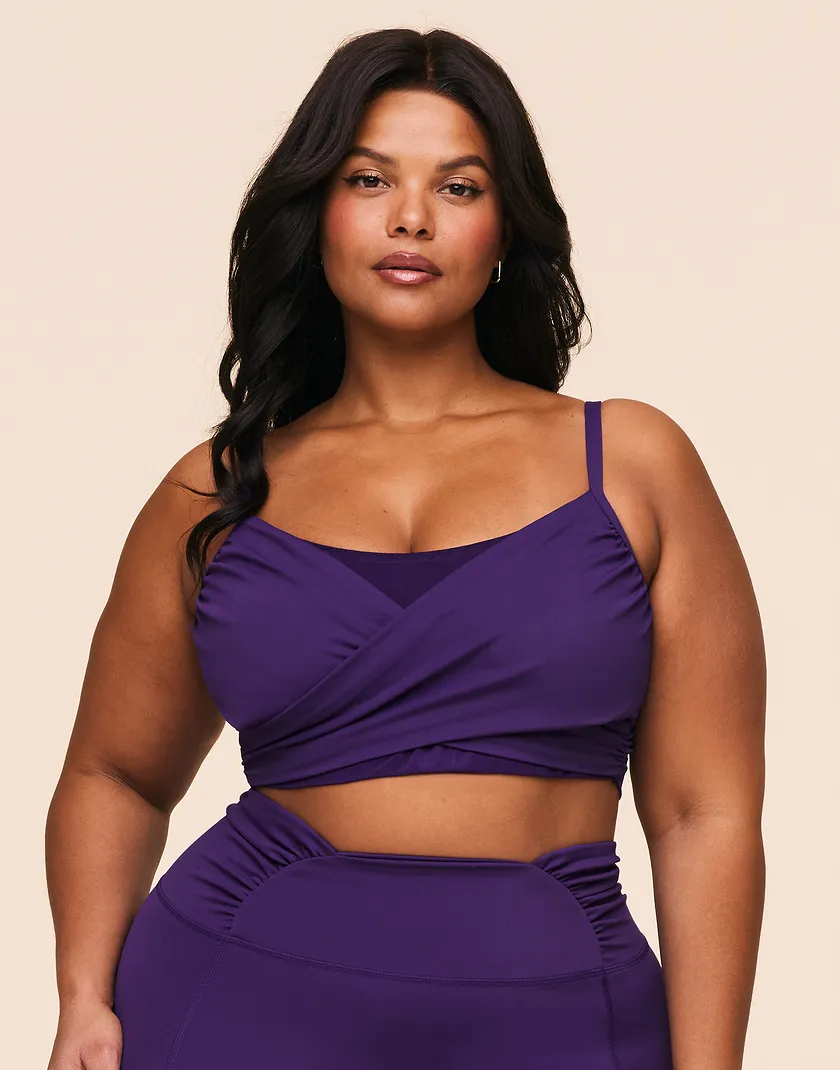 Nebula Ruched Sports Bra Dark Purple Plus Contour activewear bundle Model 5