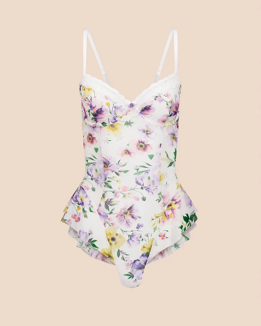 Brie Floral White 3 Unlined lingerie bundle Still 3