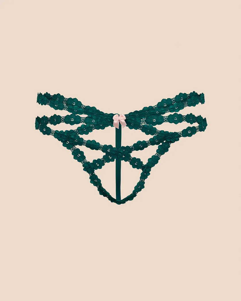 Camellia Crotchless Dark Green panty bundle Still 3