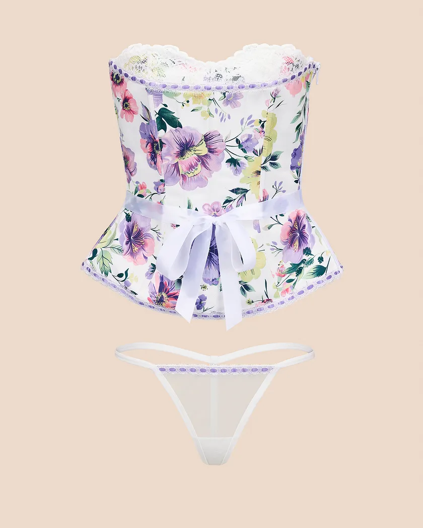 Hopelynn Floral White 2 Unlined corset bundle Still 3