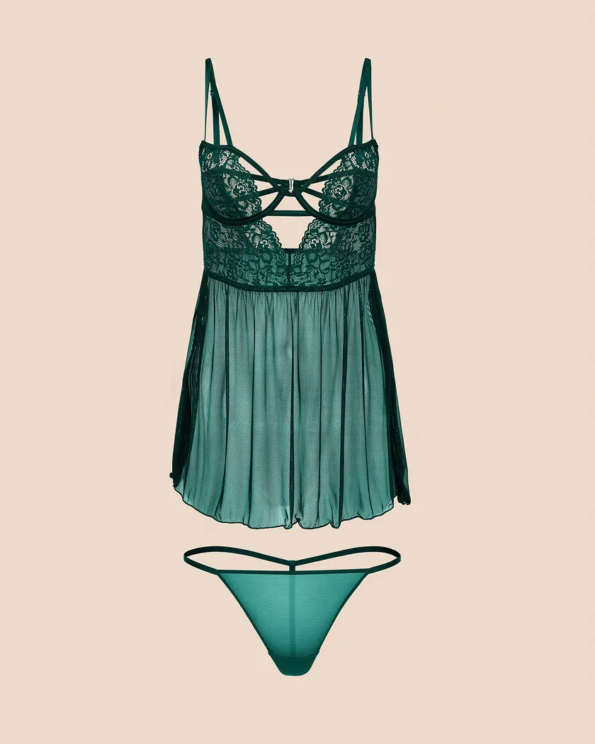 Rae Dark Green Unlined lingerie bundle Still 3
